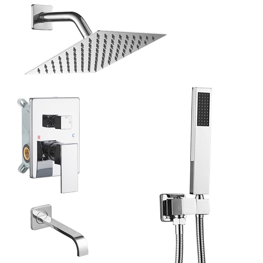 Heable Chrome Shower System Bathroom Shower Faucet Set with Tub